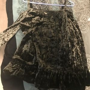 Green velvet off the shoulder top